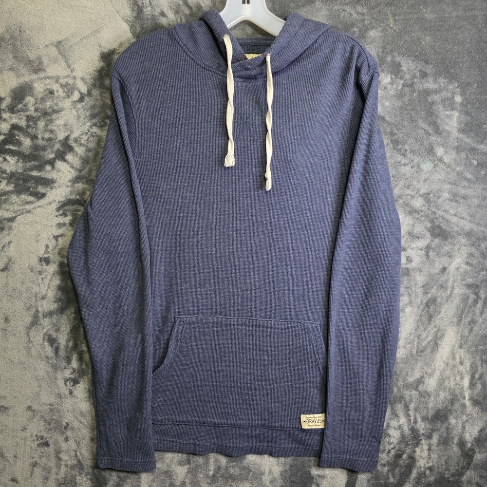 Dravus Navy Blue Hoodie with Drawstring. Mens Medium